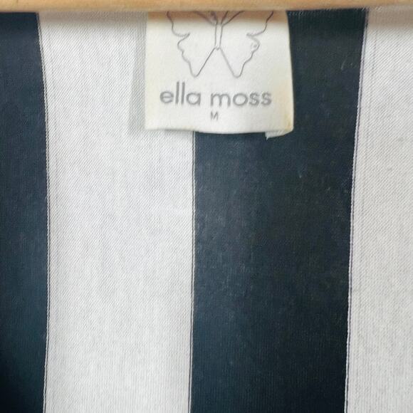 Ella Moss Scoop Neck Draped Tunic Top Jersey Stripe Black White - M - Picture 3 of 4